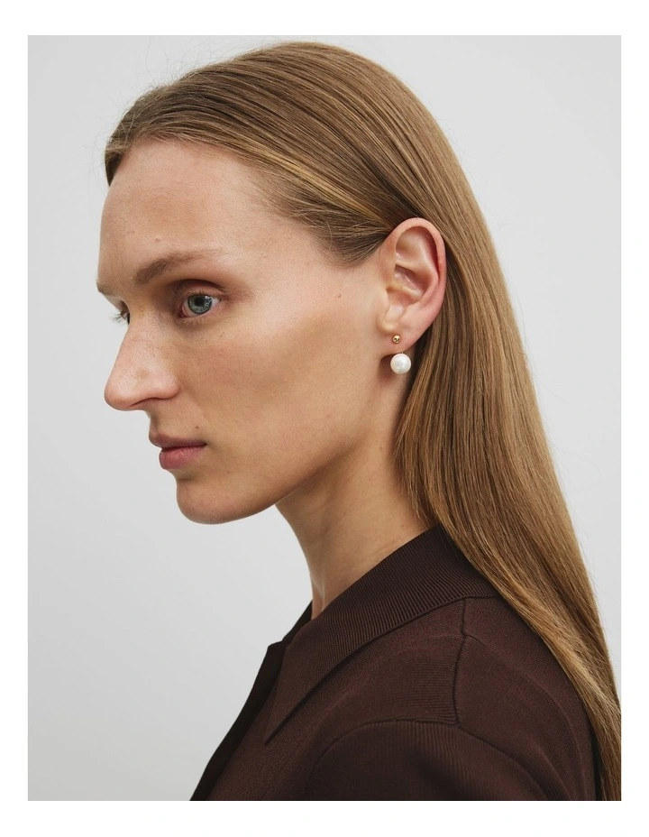 Ariel Pearl Drop Stud in Gold image 2