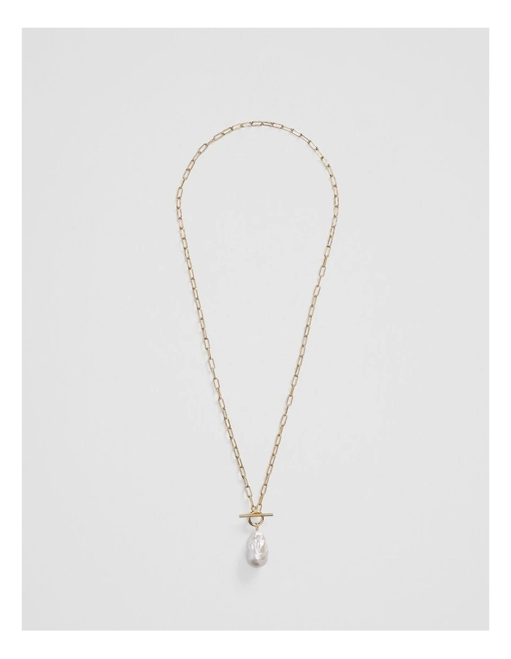 Lila Freshwater Pearl Long Necklace in Gold image 1