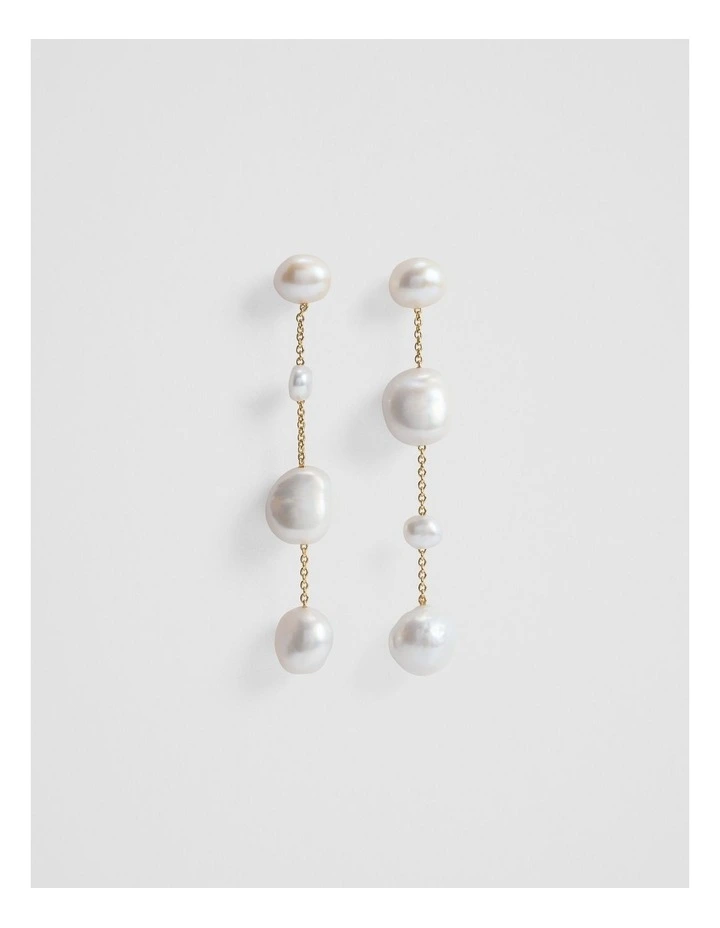 Lila Freshwater Pearl Long Drop Earring in Gold image 1