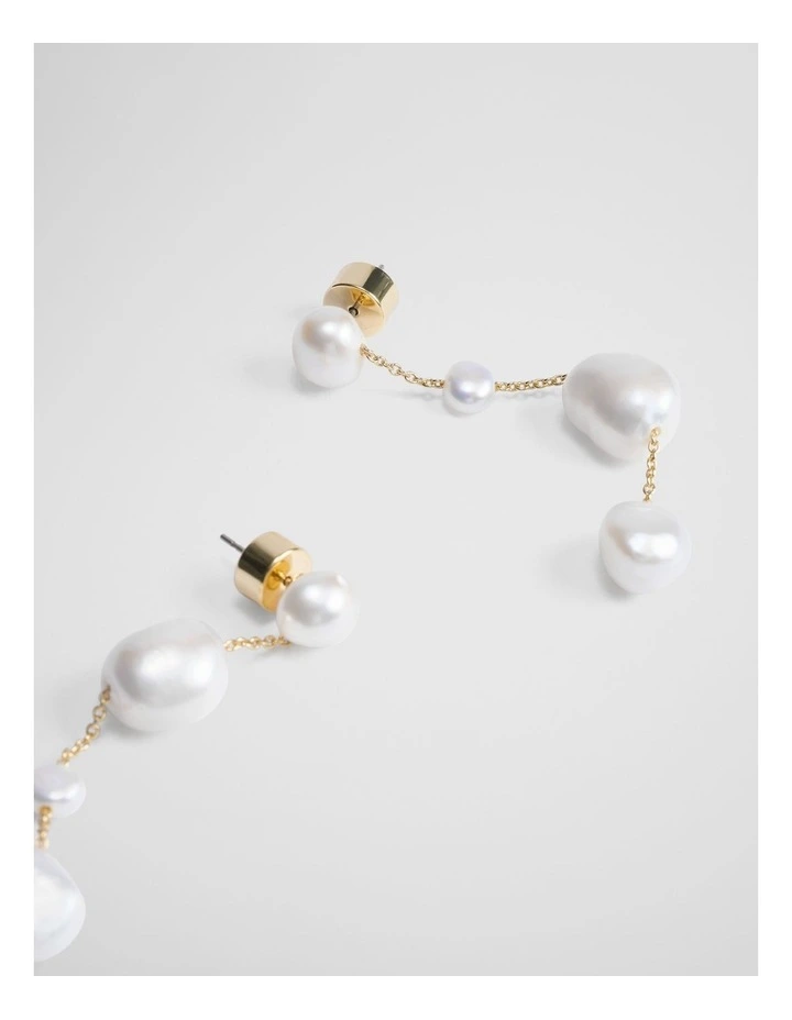 Lila Freshwater Pearl Long Drop Earring in Gold image 3