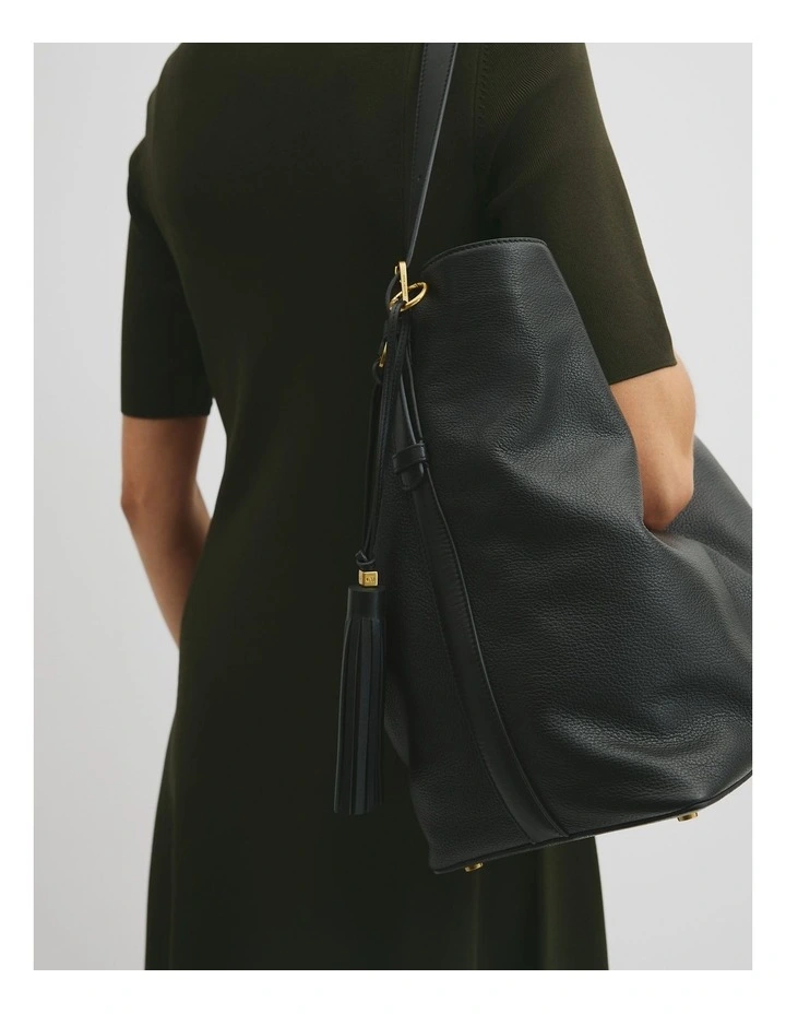 Tassel Leather Charm in Black image 2