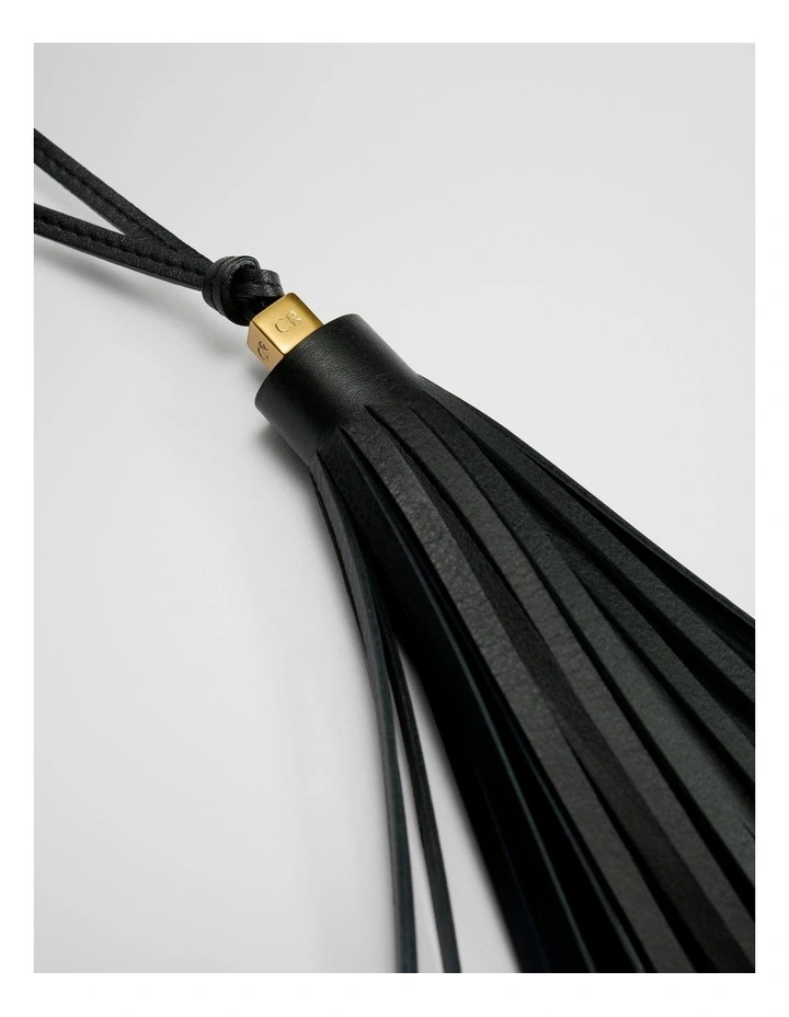 Tassel Leather Charm in Black image 3