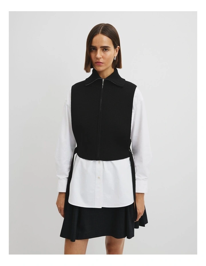 Rib Knit Tabbard in Black image 2