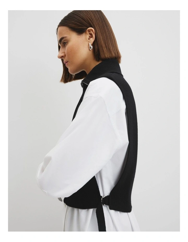 Rib Knit Tabbard in Black image 3