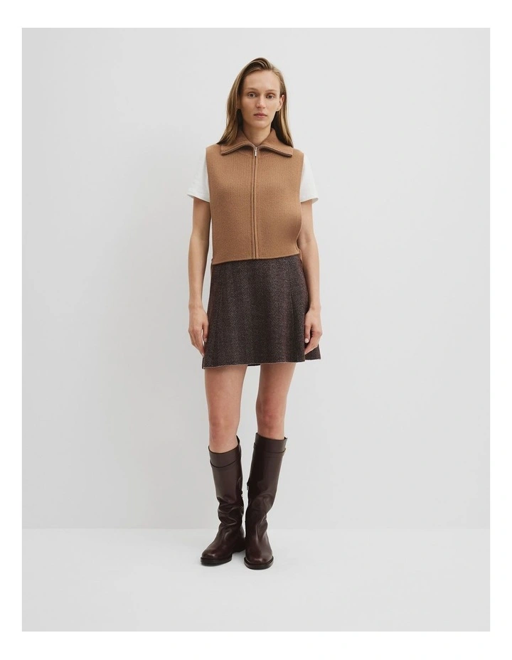 Rib Knit Tabbard in Camel image 2