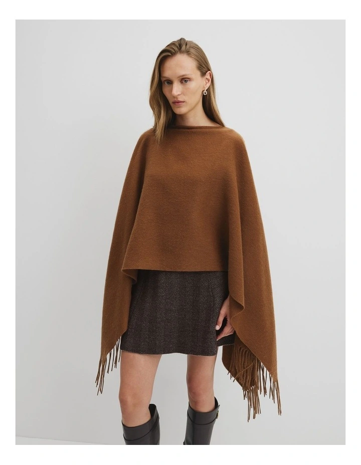Fringed Wrap in Cognac image 1