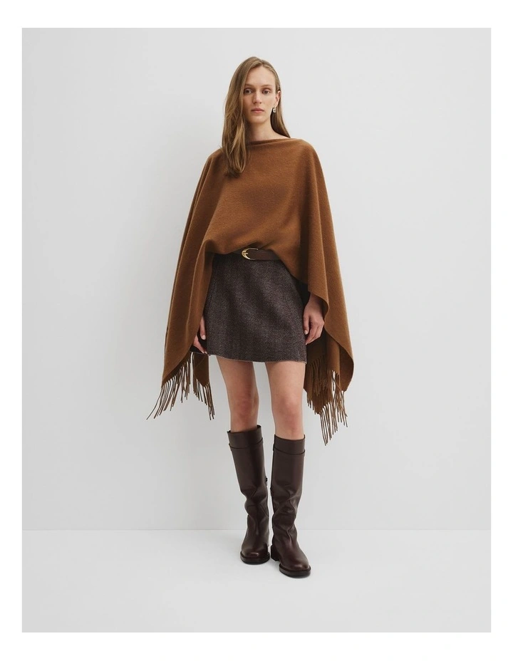 Fringed Wrap in Cognac image 2