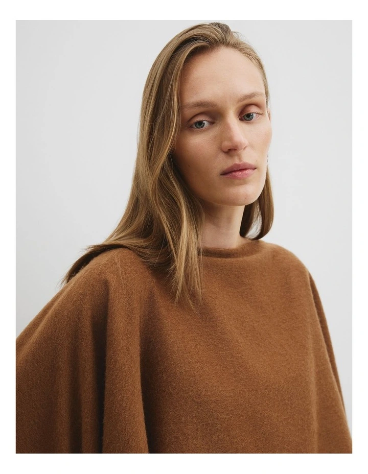 Fringed Wrap in Cognac image 3