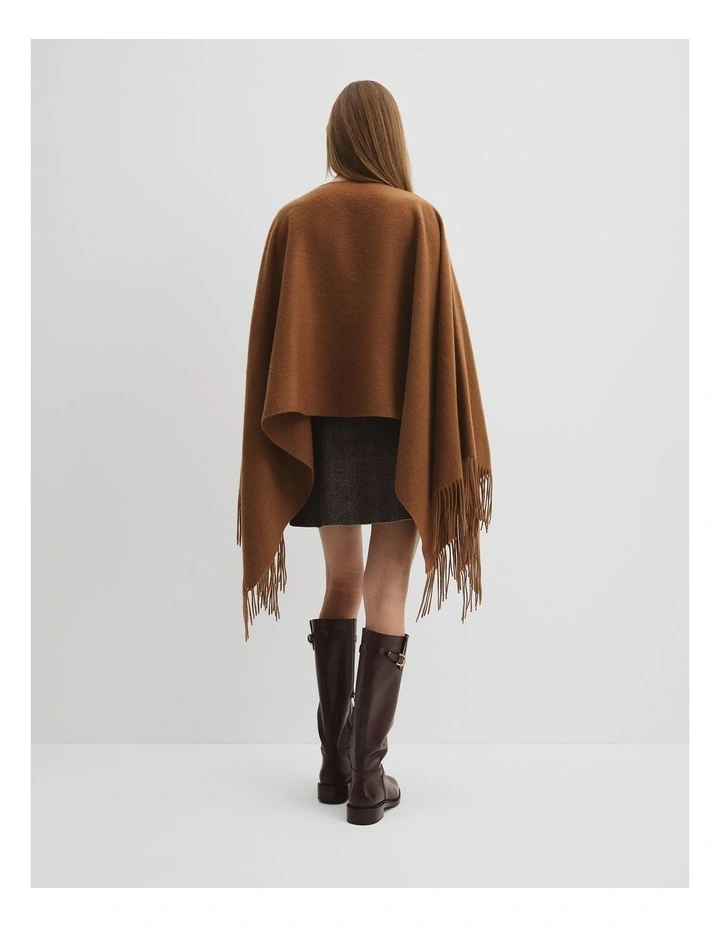 Fringed Wrap in Cognac image 4