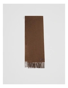 Fringed Woven Scarf in Chocolate