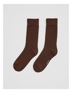 Cotton Blend Boot Crew Sock in Espresso