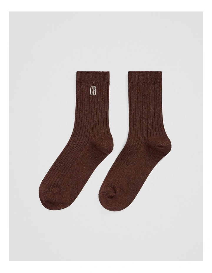 Australian Cotton Blend Country Road Metallic Sock in Bronze image 1