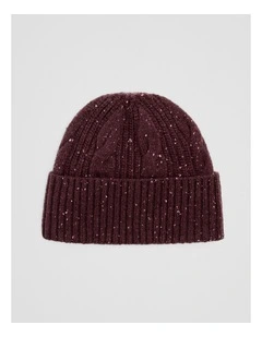Cable Beanie in Mulberry