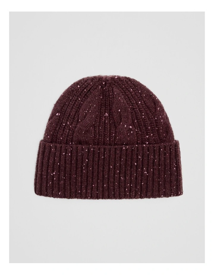 Cable Beanie in Mulberry image 1