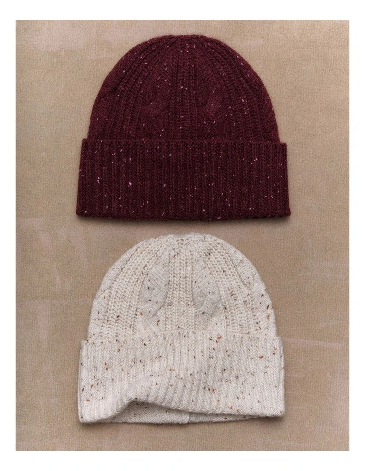 Cable Beanie in Snow Marle image 2