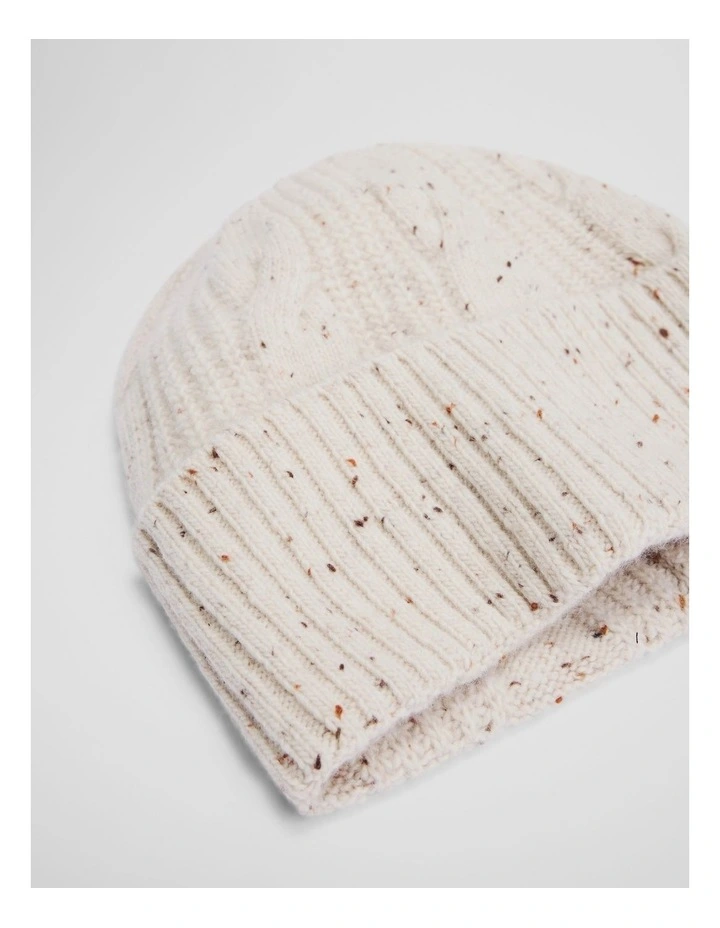 Cable Beanie in Snow Marle image 4