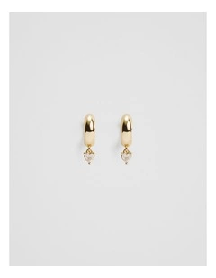 Heart Crystal Hoop Earring in Gold
