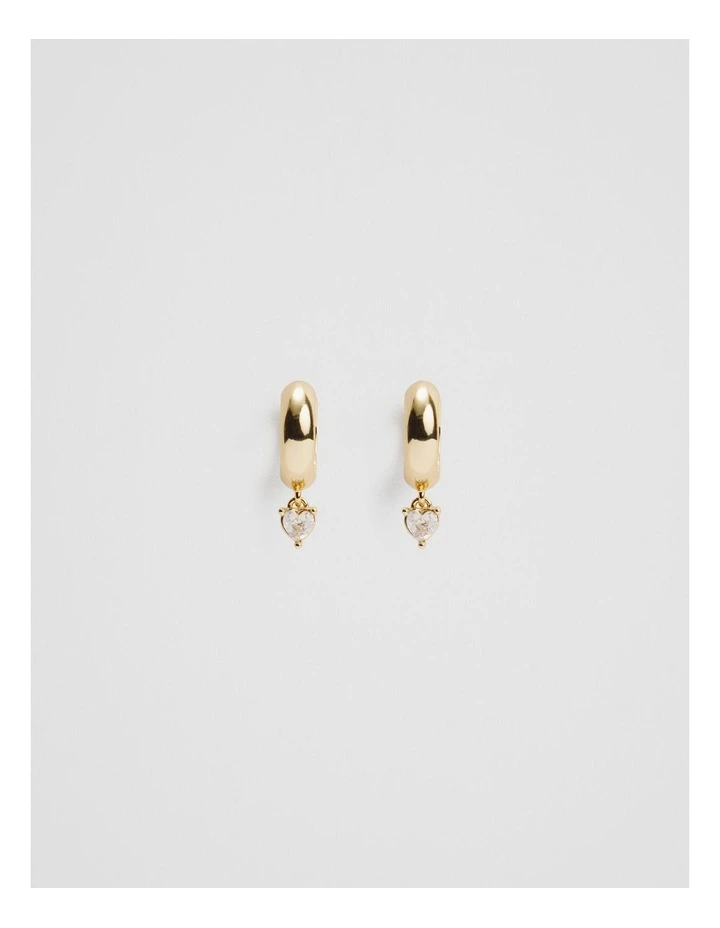 Heart Crystal Hoop Earring in Gold image 1