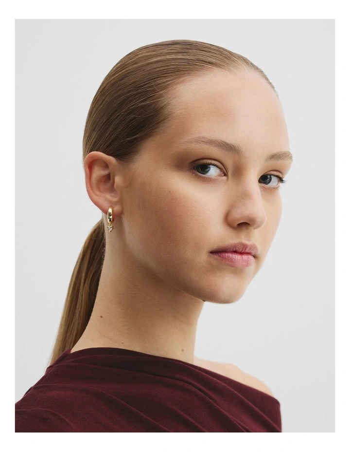 Heart Crystal Hoop Earring in Gold image 2