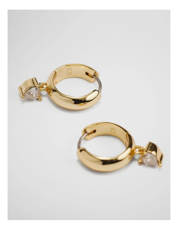 Heart Crystal Hoop Earring in Gold image 3