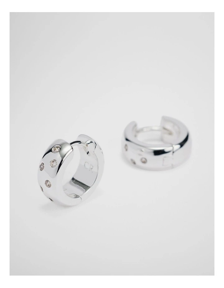 Mara Crystal Hoop Earring in Silver image 3