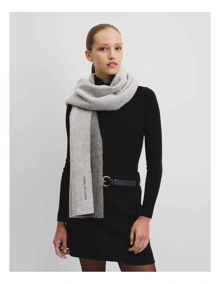 Wool Wide Scarf in Grey Marle image 2