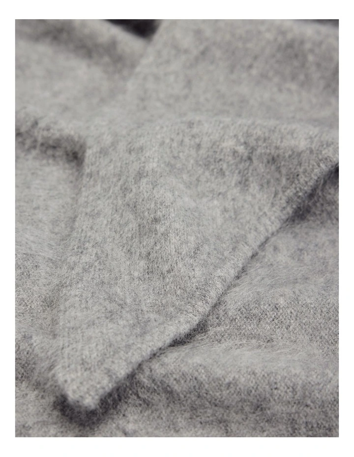 Brushed Triangle Scarf in Grey Marle image 3