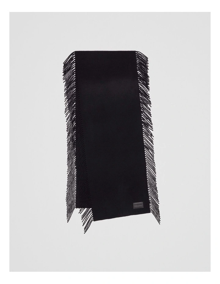 Side Fringe Scarf in Black image 1