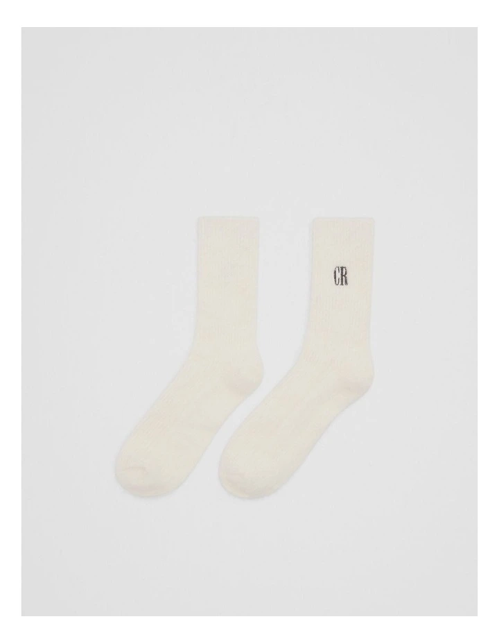 Country Road Fluffy Sock in White image 1