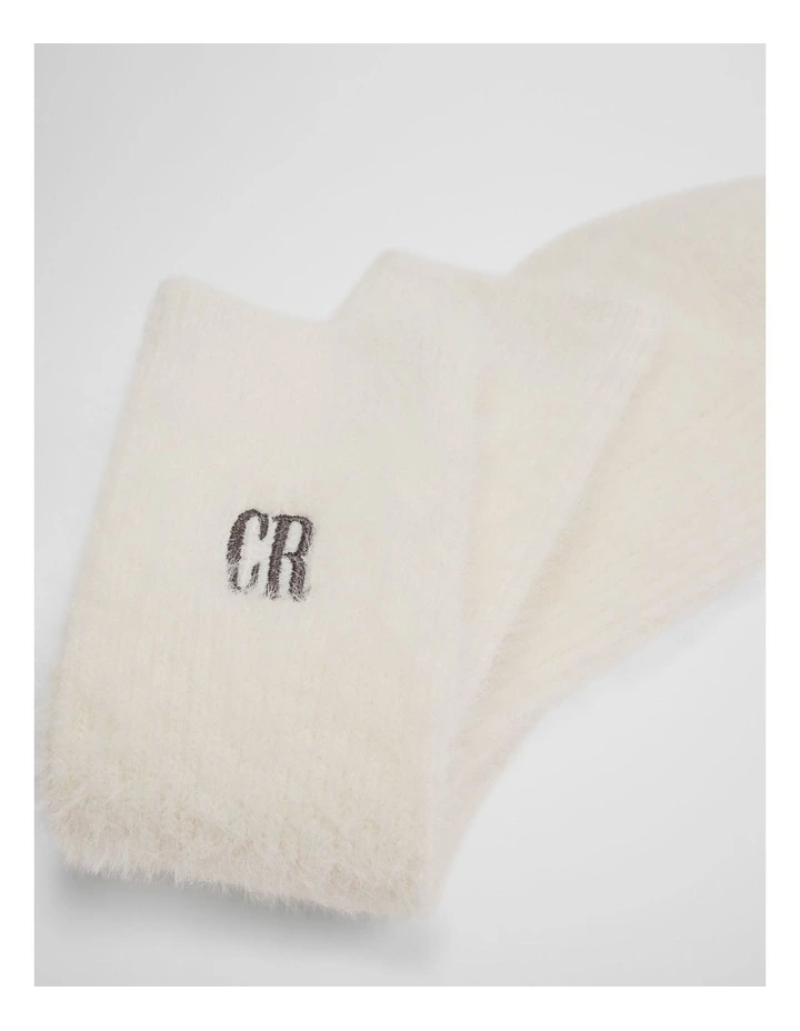 Country Road Fluffy Sock in White image 2