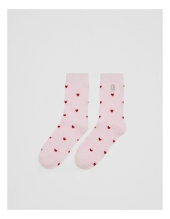 Country Road Heart Sock in Ruby Red