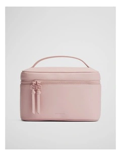 Branded Detail Cosmetic Bag in Floss Pink