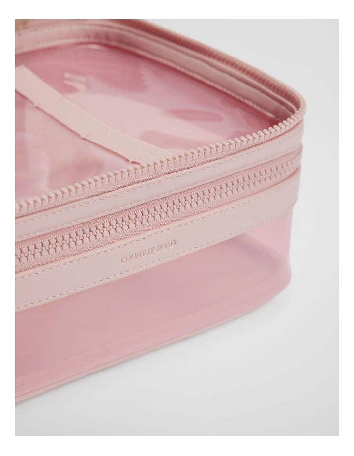 Double Zip Makeup Case in Floss Pink image 2