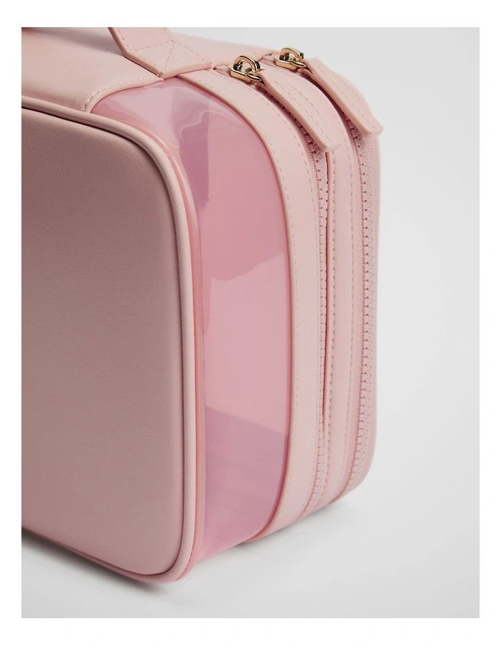 Double Zip Makeup Case in Floss Pink image 3