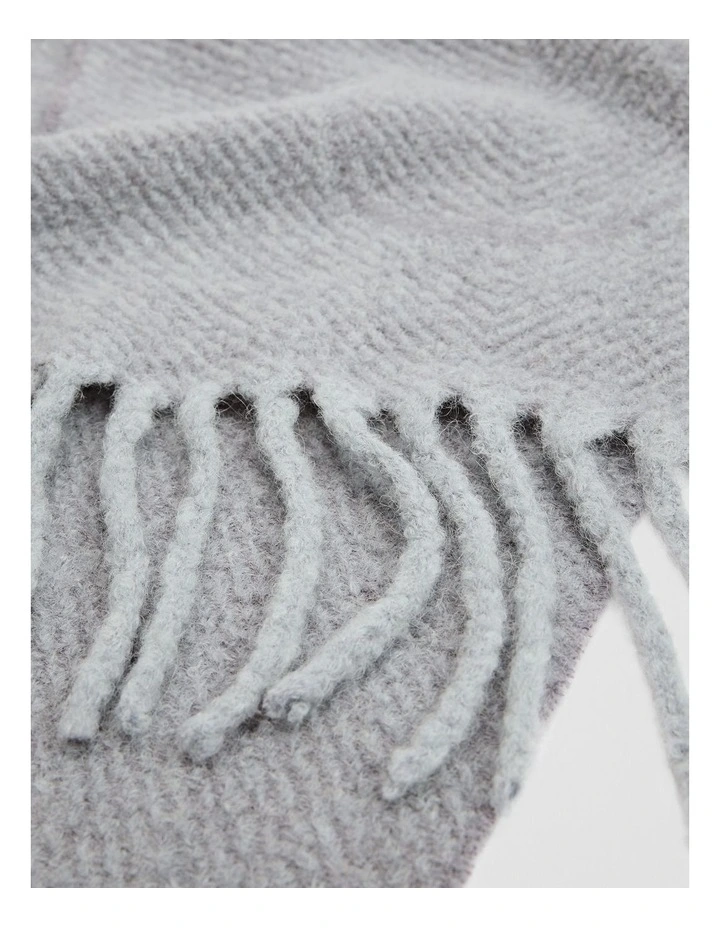 Alpaca Blend Herringbone Scarf in Grey Marle image 3