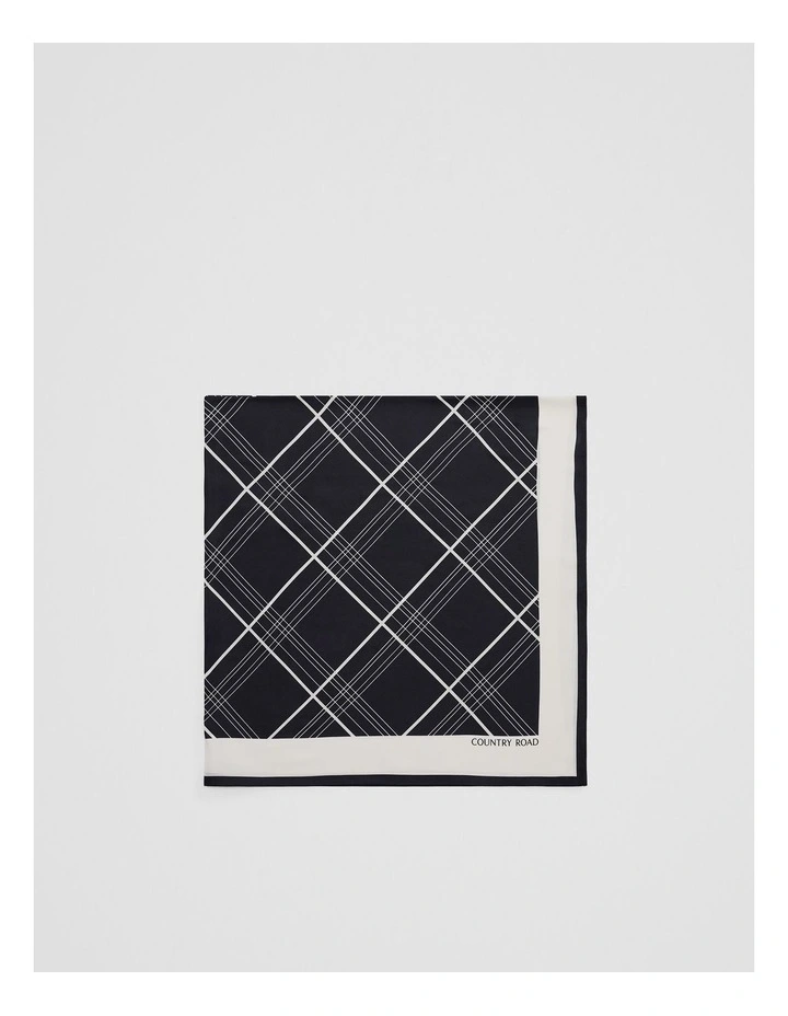 Silk Check Scarf in Black image 1