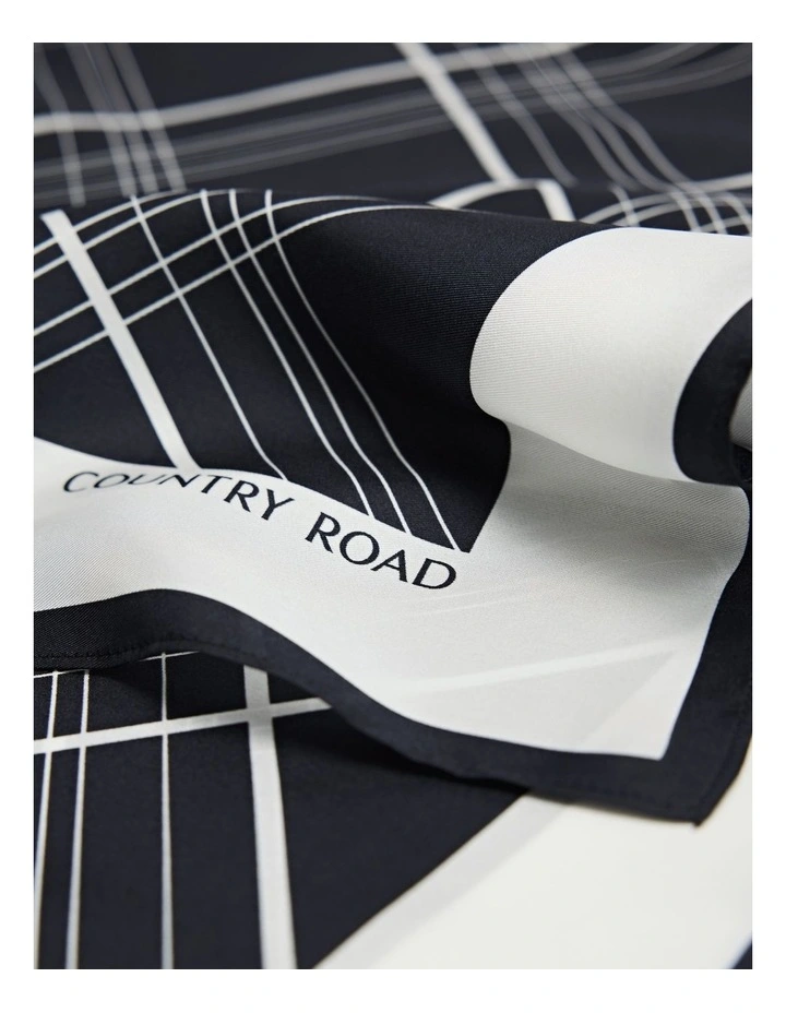 Silk Check Scarf in Black image 4