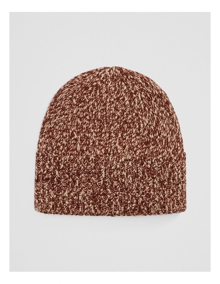 Tweed Yarn Beanie in Cognac Twist image 1