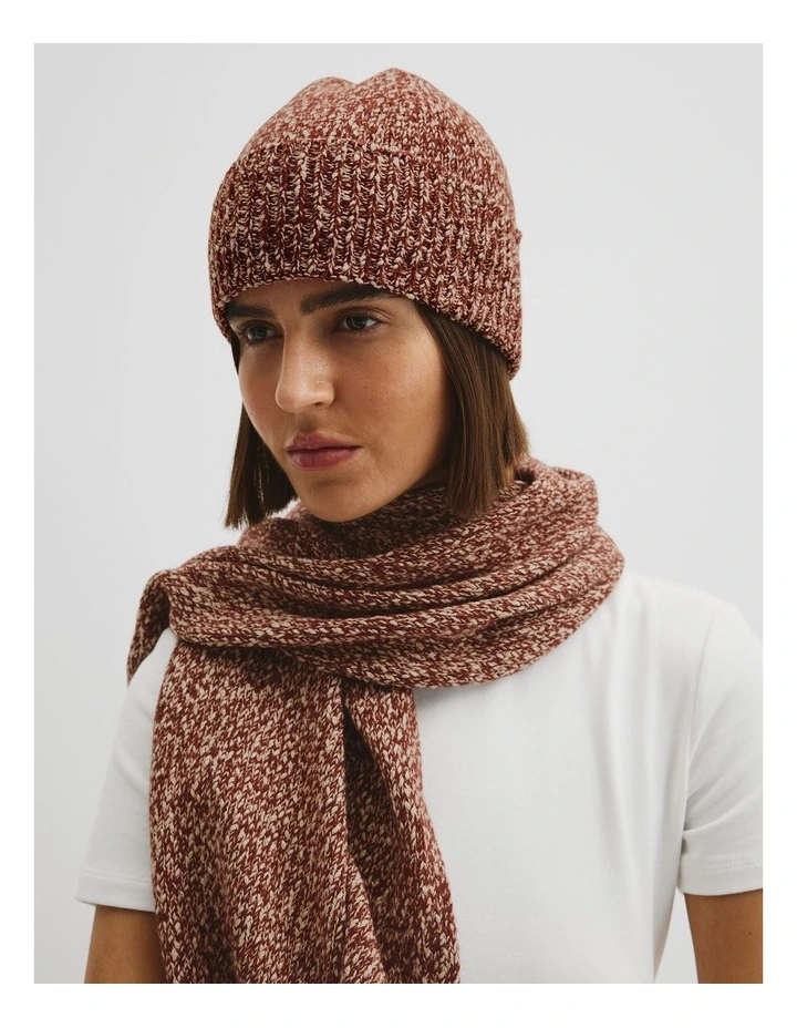 Tweed Yarn Beanie in Cognac Twist image 2