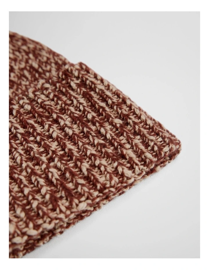 Tweed Yarn Beanie in Cognac Twist image 3