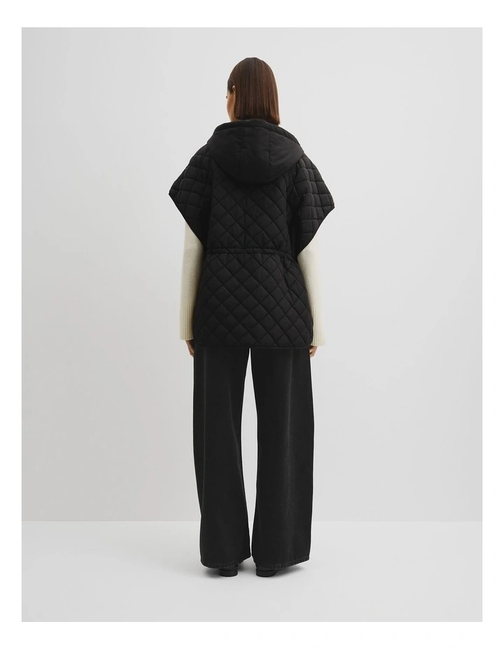 Quilted Poncho in Black image 4