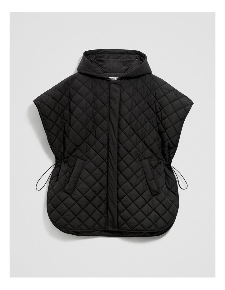 Quilted Poncho in Black image 5