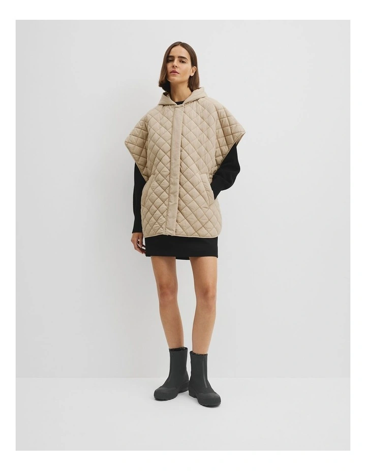 Quilted Poncho in Praline image 1