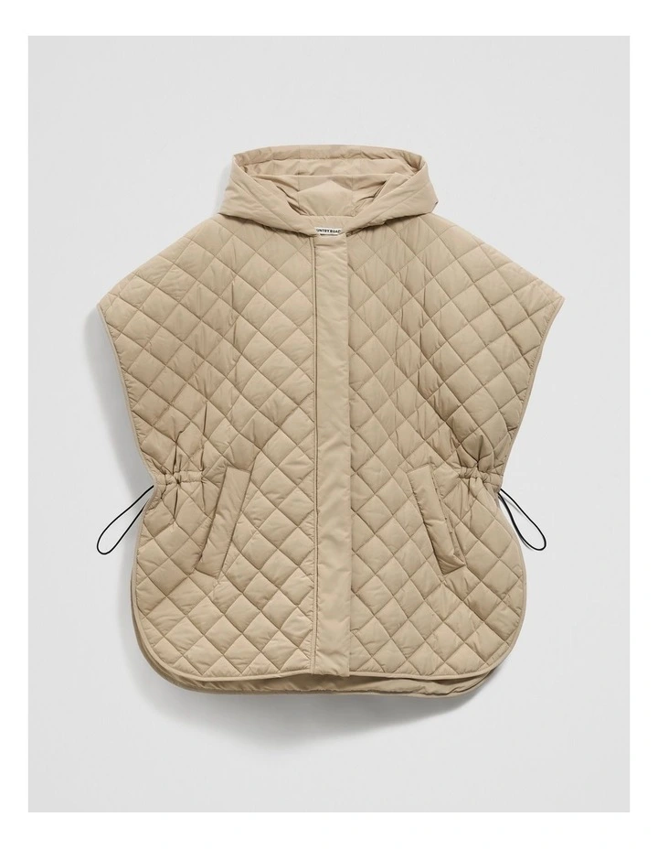 Quilted Poncho in Praline image 5