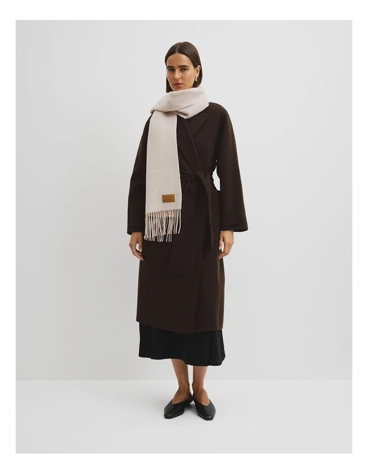 Fringed Woven Scarf in Stone image 2