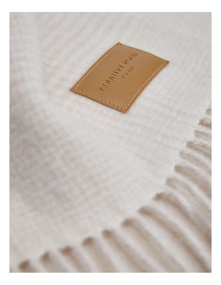 Fringed Woven Scarf in Stone image 3