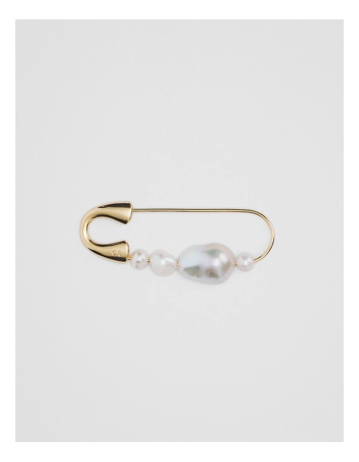 Lila Freshwater Pearl Brooch in Gold image 1