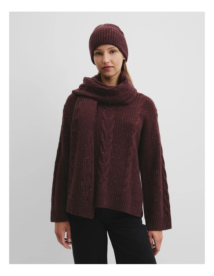 Cable Scarf in Mulberry image 2