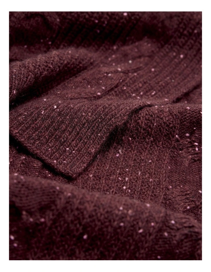 Cable Scarf in Mulberry image 3