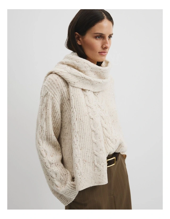 Cable Scarf in Snow Marle image 2